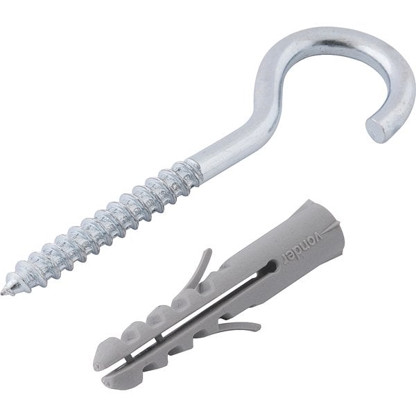 Gancho 3,3 mm x 60 mm, com bucha de nylon 6 mm, G-6