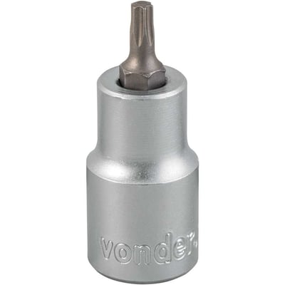 Soquete hexalobular macho T-25, encaixe 1/2"