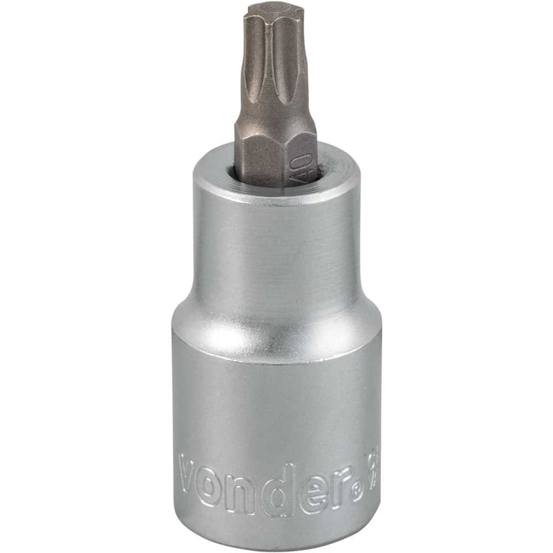 Soquete hexalobular macho T-40, encaixe 1/2"