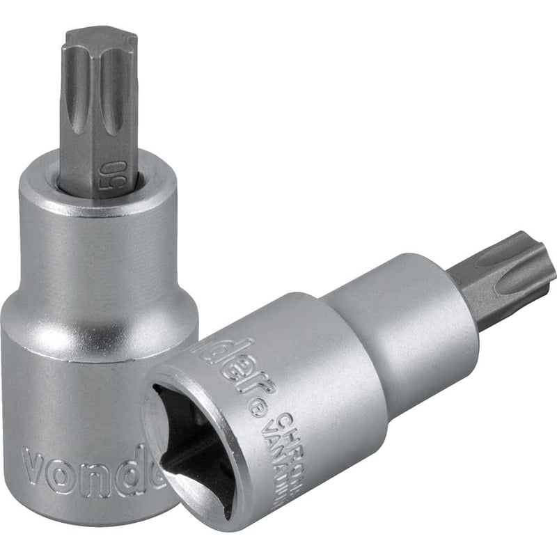 Soquete hexalobular macho T-50, encaixe 1/2"