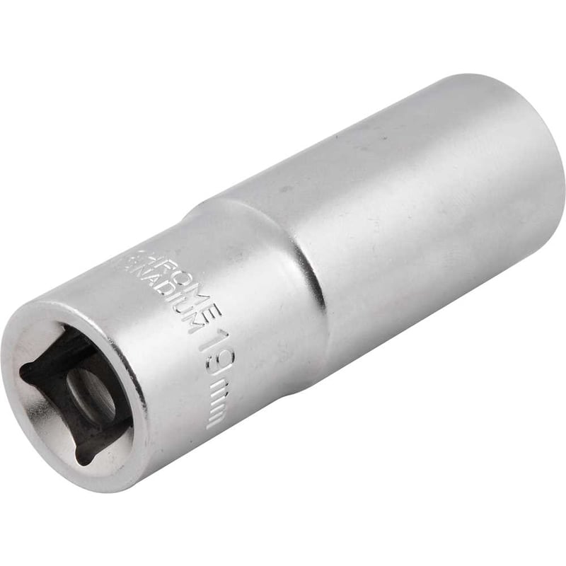 Soquete estriado longo, com encaixe de 1/2", 19 mm