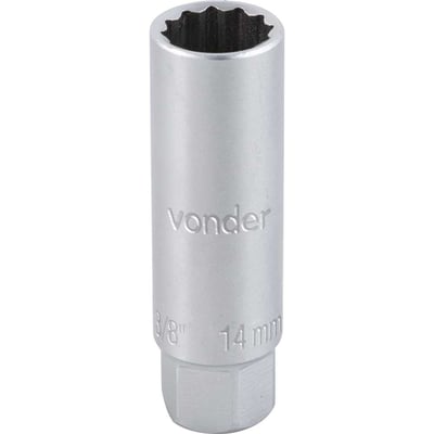 Soquete para vela de ignição, encaixe 3/8", 14 mm, estriado