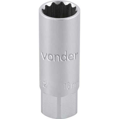 Soquete para vela de ignição, encaixe 1/2", 16 mm, estriado