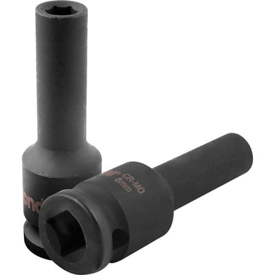 Soquete sextavado longo de impacto, 8 mm, encaixe de 1/2"
