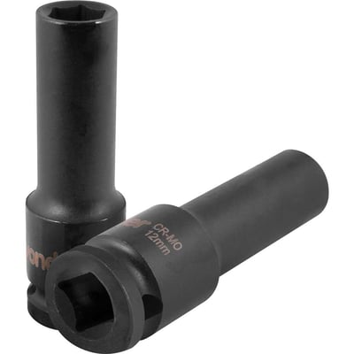 Soquete sextavado longo de impacto, 12 mm, encaixe de 1/2"
