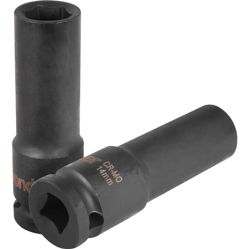 Soquete sextavado longo de impacto, 14 mm, encaixe de 1/2"