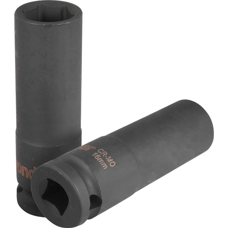 Soquete sextavado longo de impacto, 16 mm, encaixe de 1/2"