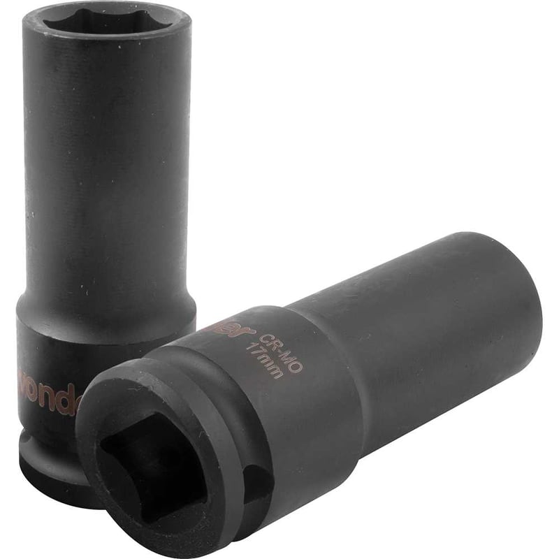 Soquete sextavado longo de impacto, 17 mm, encaixe de 1/2"