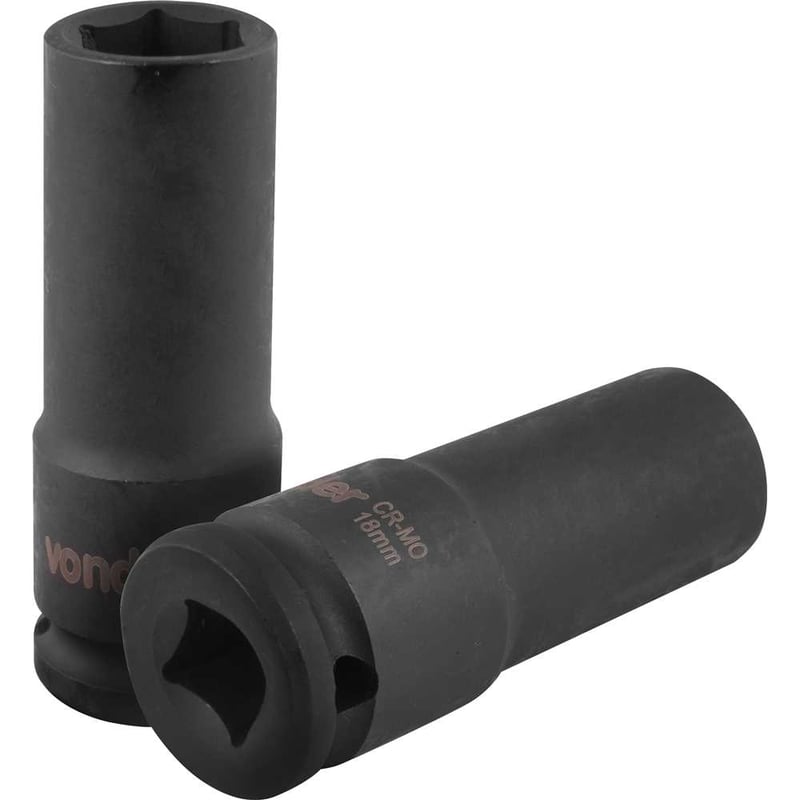 Soquete sextavado longo de impacto, 18 mm, encaixe de 1/2"