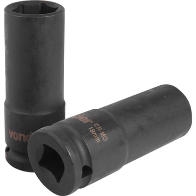 Soquete sextavado longo de impacto, 19 mm, encaixe de 1/2"