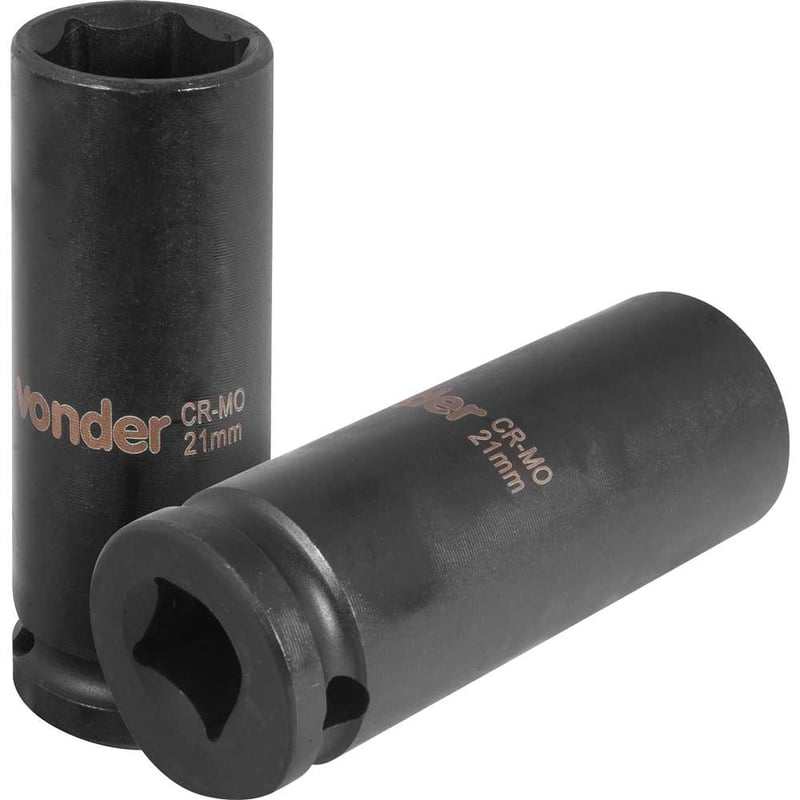 Soquete sextavado longo de impacto, 21 mm, encaixe de 1/2"