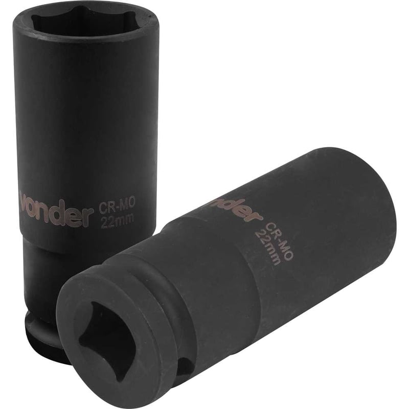 Soquete sextavado longo de impacto, 22 mm, encaixe de 1/2"