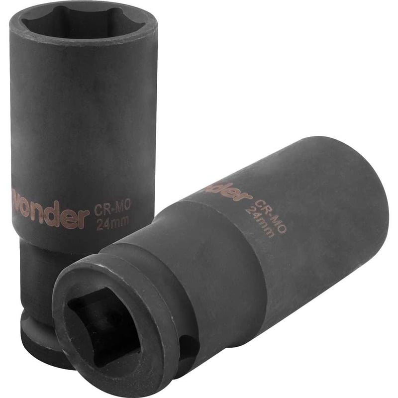Soquete sextavado longo de impacto, 24 mm, encaixe de 1/2"