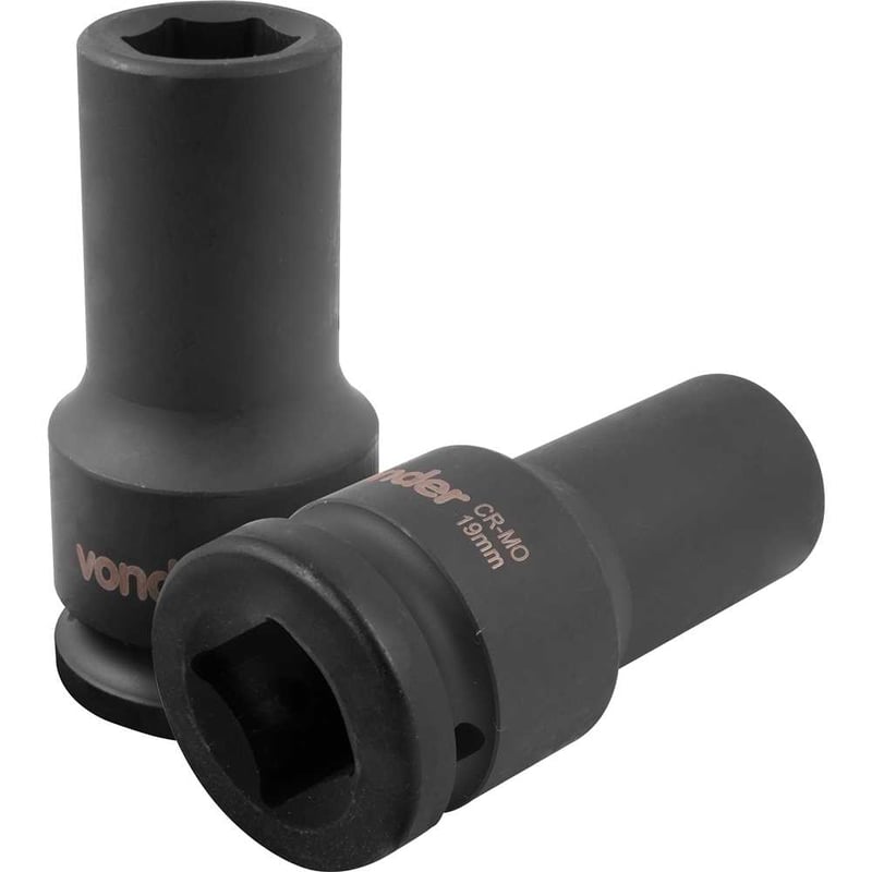 Soquete sextavado longo de impacto, 19 mm, encaixe de 3/4"
