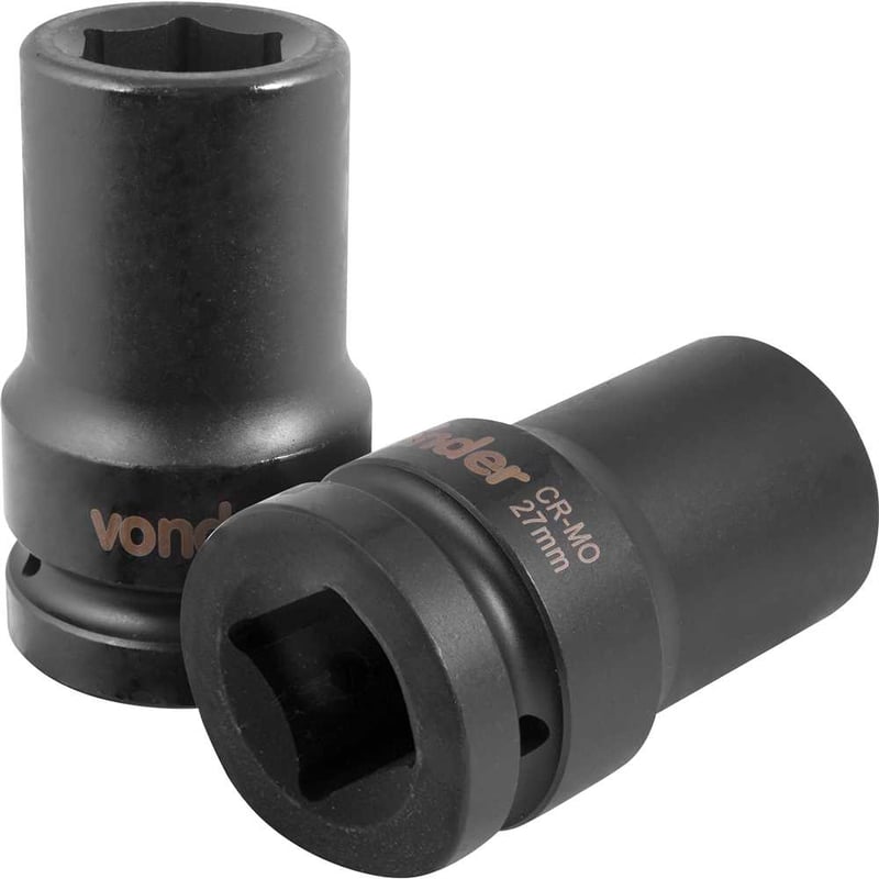 Soquete sextavado longo de impacto, 27 mm, encaixe de 1"