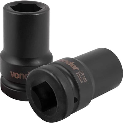 Soquete sextavado longo de impacto, 28 mm, encaixe de 1"