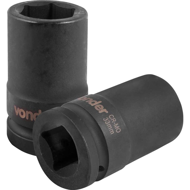 Soquete sextavado longo de impacto, 33 mm, encaixe de 1"