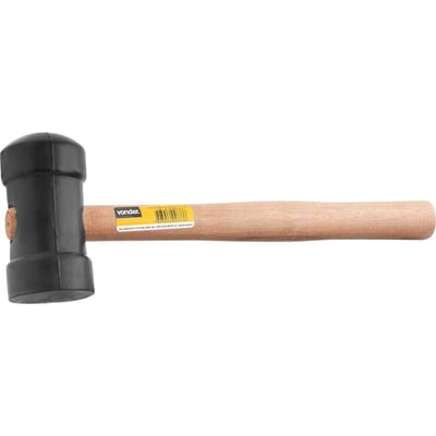 Martelo de borracha 60 mm, cabo em madeira, preto