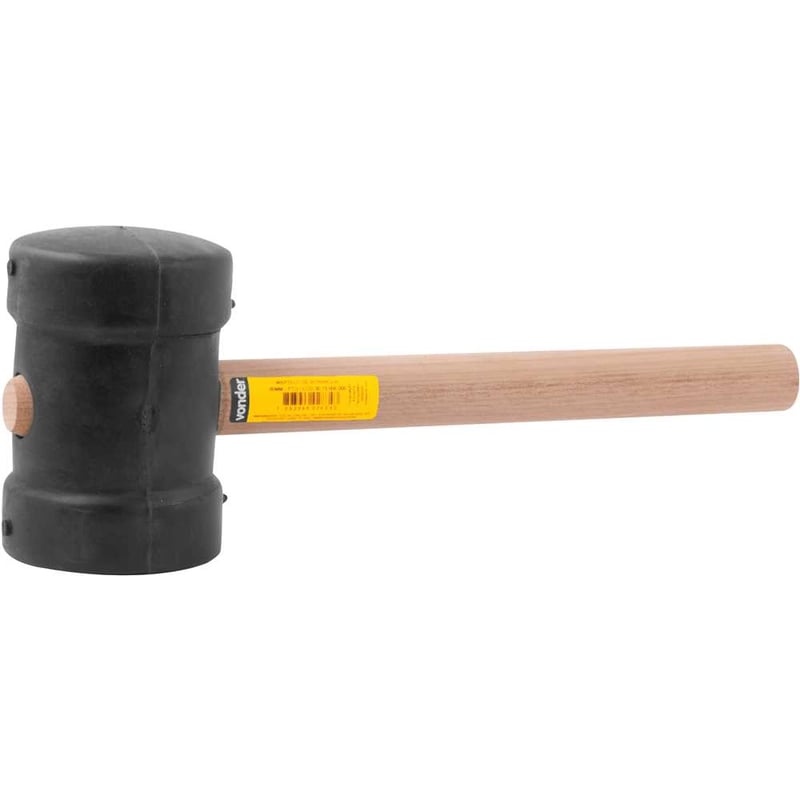 Martelo de borracha 80 mm, cabo em madeira, preto