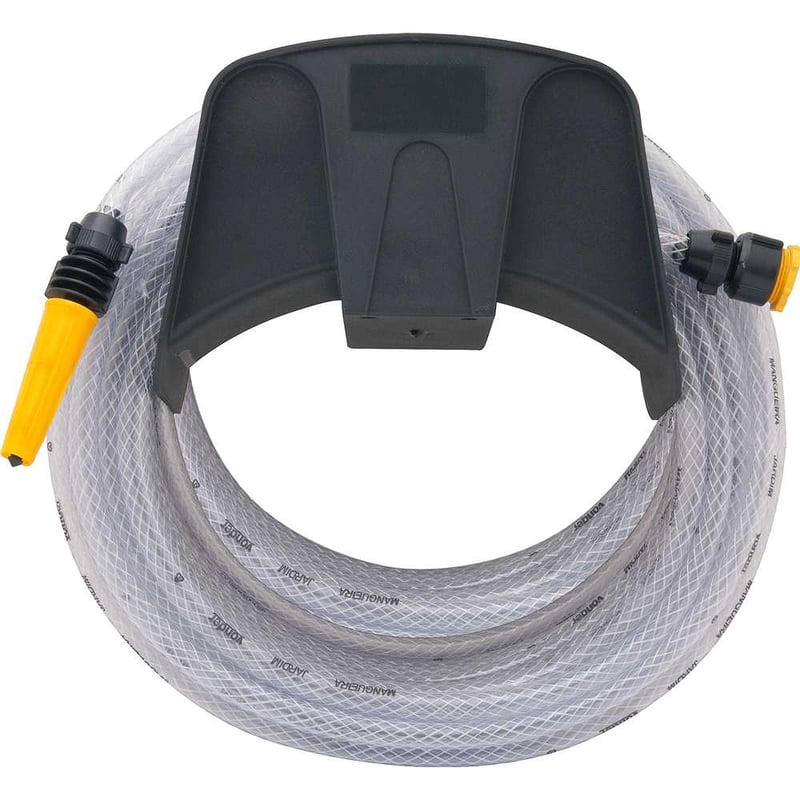 Mangueira para jardim, trançada, transparente, 30 m, com suporte