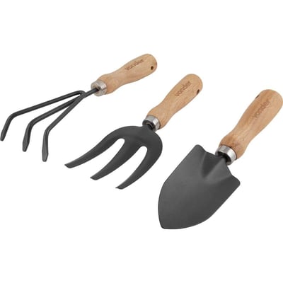 Conjunto para jardim com 3 peças, cabo em madeira