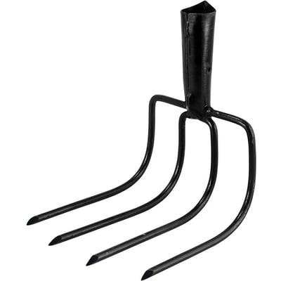 Forcado curvo, sem cabo, 4 dentes