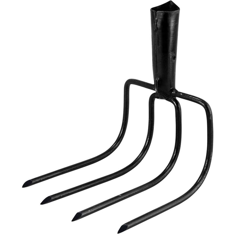 Forcado curvo, sem cabo, 4 dentes