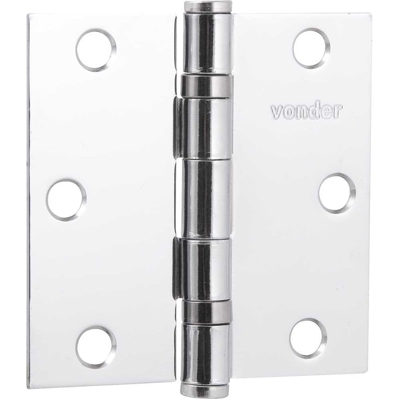 Dobradiça 3" com anel rolamento, cromada, com 3 peças