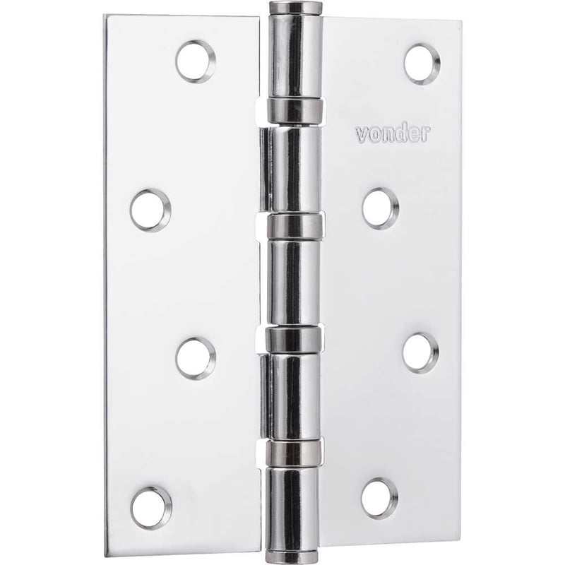 Dobradiça 4" com anel rolamento, cromada, com 3 peças