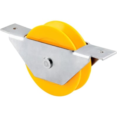 Roldana para portão 2.1/2", tipo V, em nylon, caixa aberta