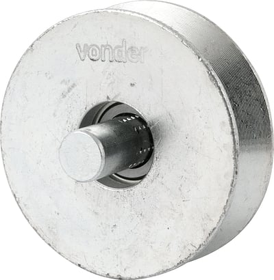 Roldana para portão 2.1/2", tipo V, aço zincado, com rolamento e pino