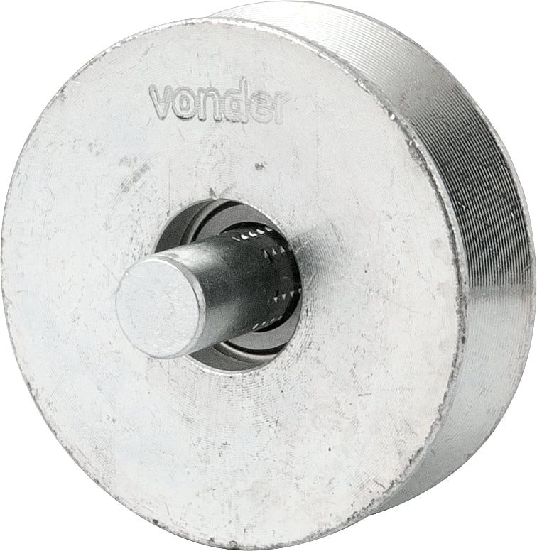 Roldana para portão 2.1/2", tipo V, aço zincado, com rolamento e pino
