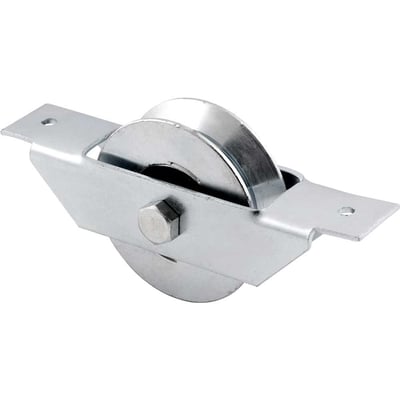 Roldana para portão 2.1/2", tipo V, aço zincado, caixa aberta, com parafuso