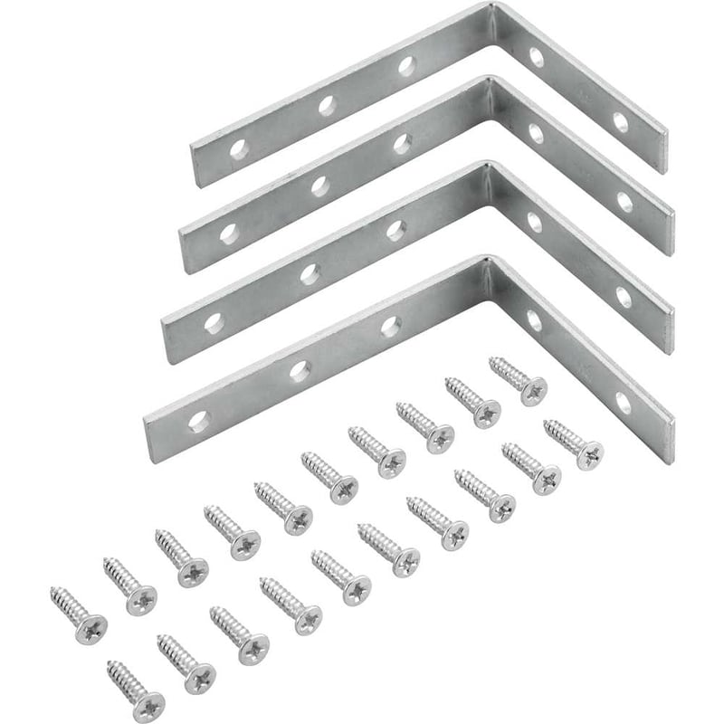 Cantoneira para cortina, 6 cm x 8 cm, zincada, com 4 peças