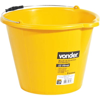 Balde de plástico extraforte, 12 litros, amarelo
