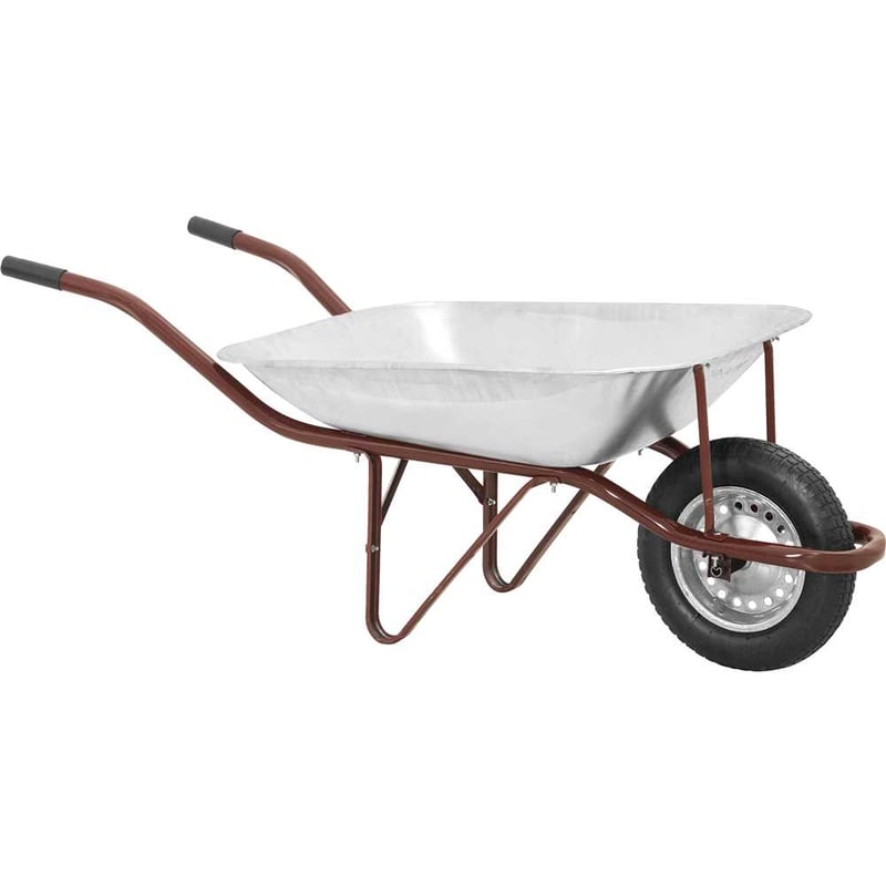 Carrinho de mão com pneu e câmara, caçamba reta, galvanizada