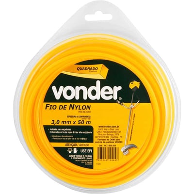 Fio de nylon, 3,0 mm x 50 m, quadrado