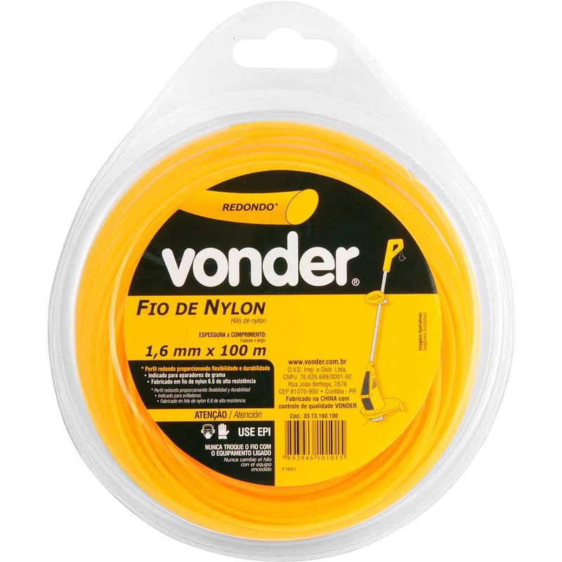 Fio de nylon, 1,6 mm x 100 m, redondo