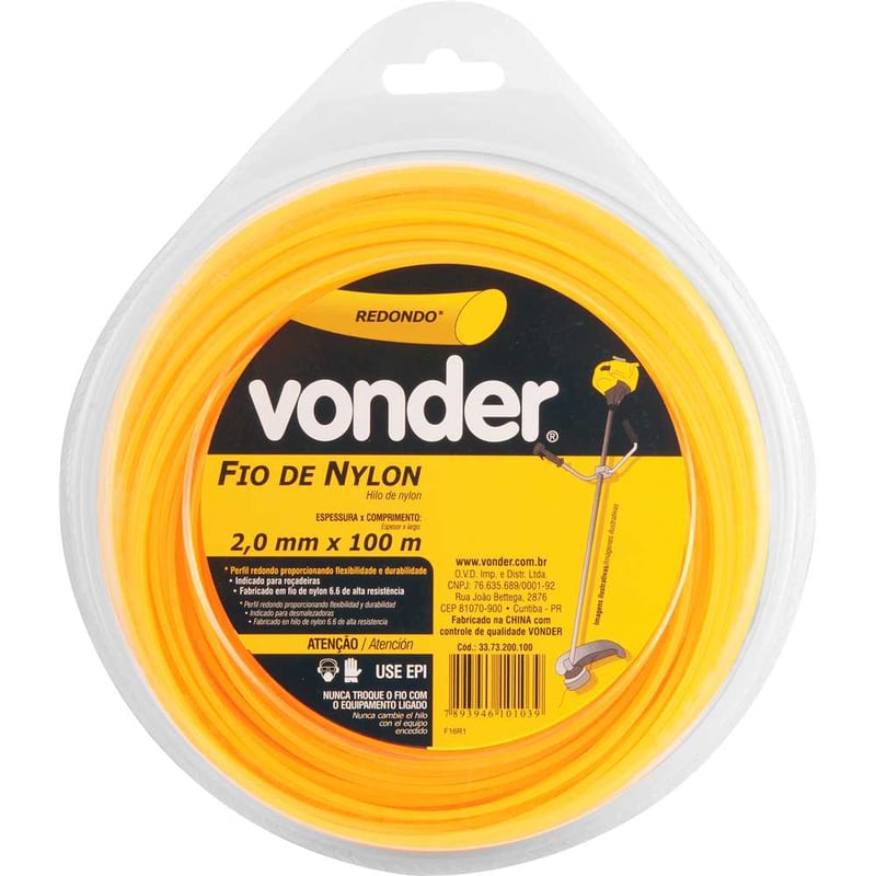 Fio de nylon, 2,0 mm x 100 m, redondo