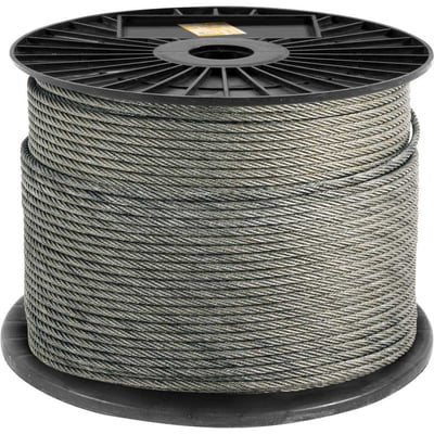 Cabo de aço galvanizado, alma de fibra, 3,18 mm - 1/8", 6 x 19M