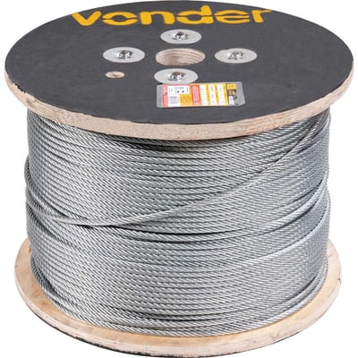 Cabo de aço galvanizado, alma de fibra, 3,97 mm - 5/32", 6 x 7