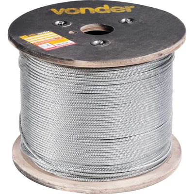 Cabo de aço galvanizado, alma de fibra, 3,97 mm - 5/32", 6 x 19M