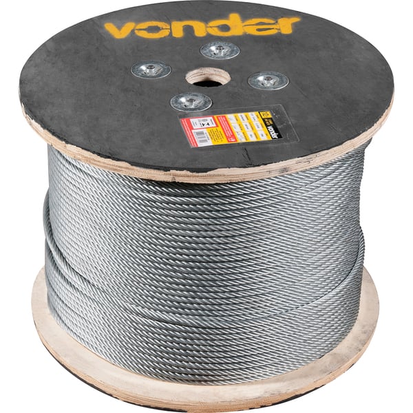 Cabo de aço galvanizado, alma de fibra, 12,70 mm - 1/2", 6 x 36WS