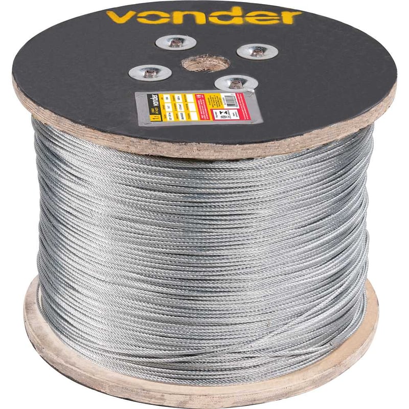 Cabo de aço galvanizado, alma de fibra, 2,38 mm - 3/32", 6 x 7