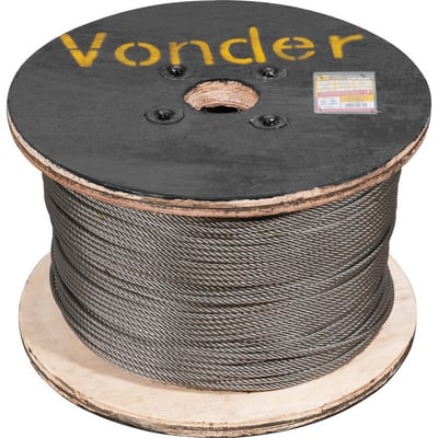 Cabo de aço polido, alma de fibra, 9,53 mm - 3/8", 6 x 36WS