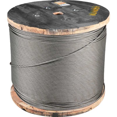 Cabo de aço para elevadores, alma de fibra, polido, 9,53 mm - 3/8", 8 x 19S