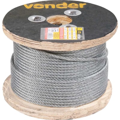 Cabo de aço galvanizado, alma de fibra, 2,38 mm - 3/32", 6 x 7