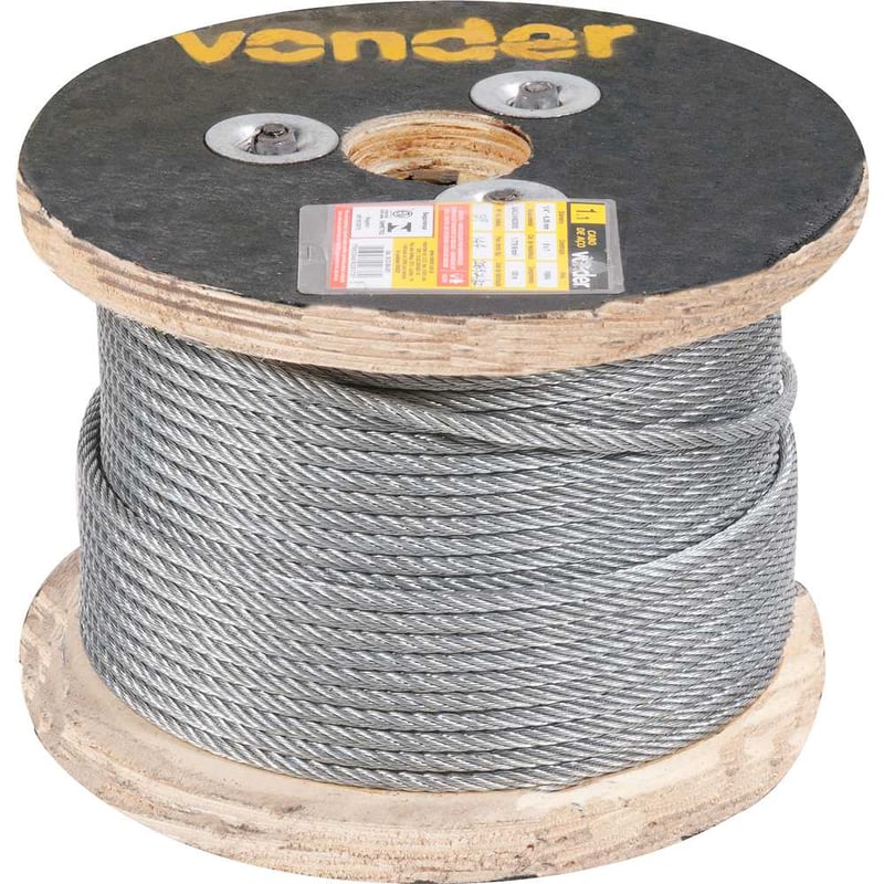 Cabo de aço galvanizado, alma de fibra, 2,38 mm - 3/32", 6 x 7