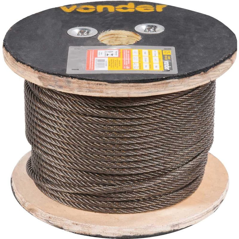Cabo de aço polido, alma de fibra, 4,76 mm - 3/16", 6 x 7
