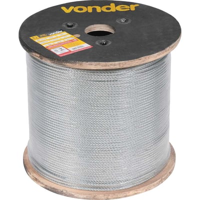 Cabo de aço galvanizado, alma de fibra, 12,70 mm - 1/2", 6 x 19S